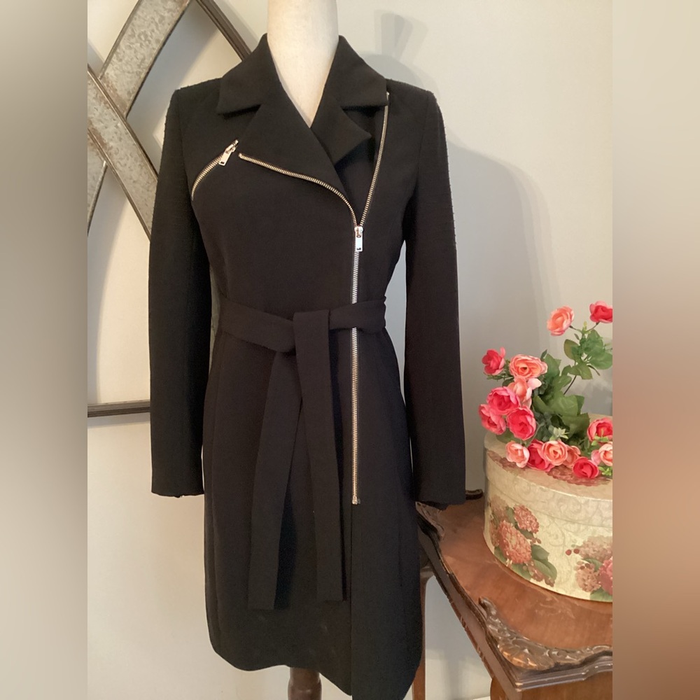H&M Black “Moto” Coat with Belt